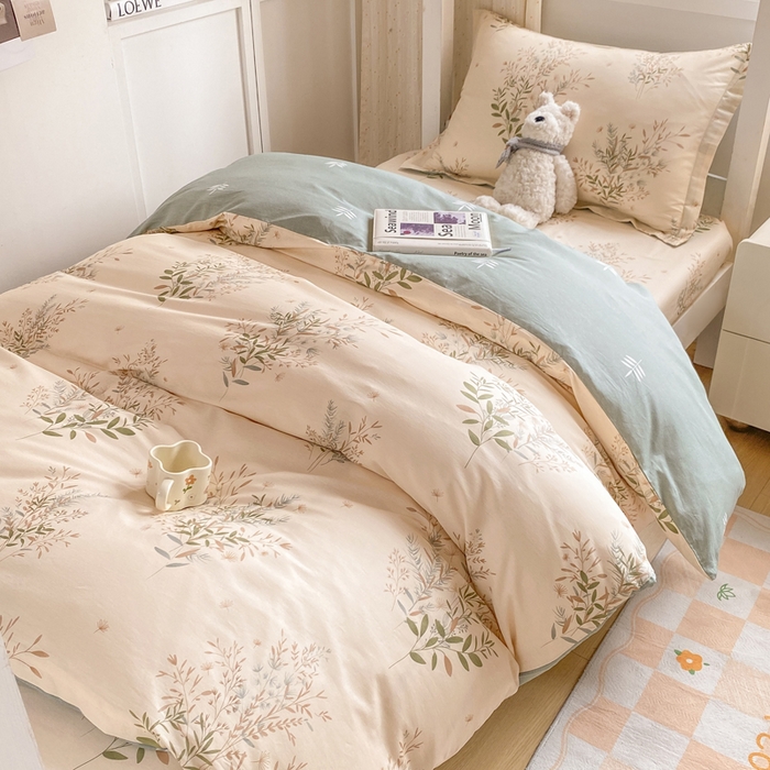 91家纺网 家纺一手货源 找家纺 朵安2025新款全棉印花学生三件套 柔情仙草