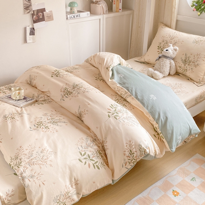 91家纺网 家纺一手货源 找家纺 朵安2025新款全棉印花学生三件套 柔情仙草