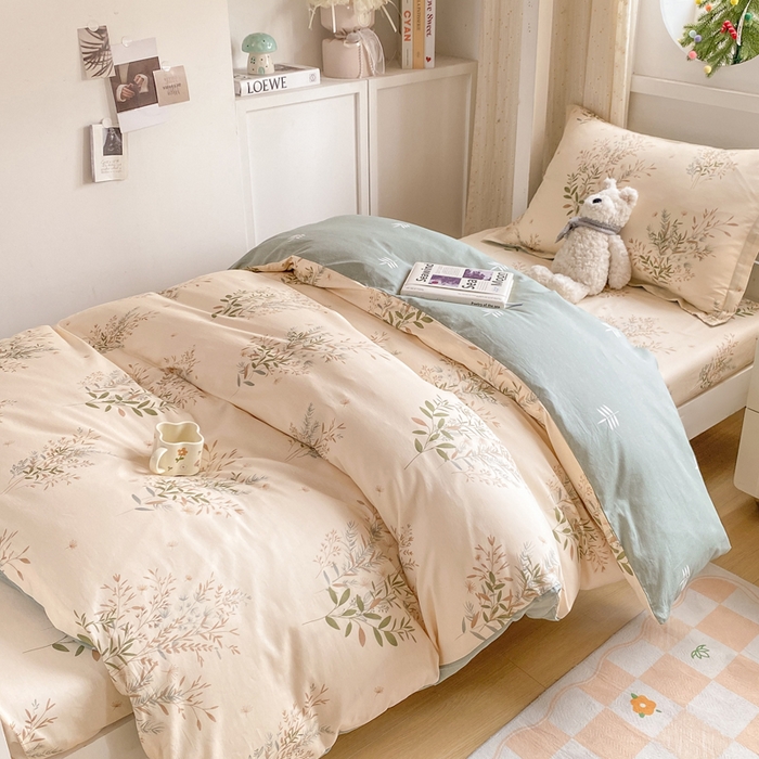 91家纺网 家纺一手货源 找家纺 朵安2025新款全棉印花学生三件套 柔情仙草