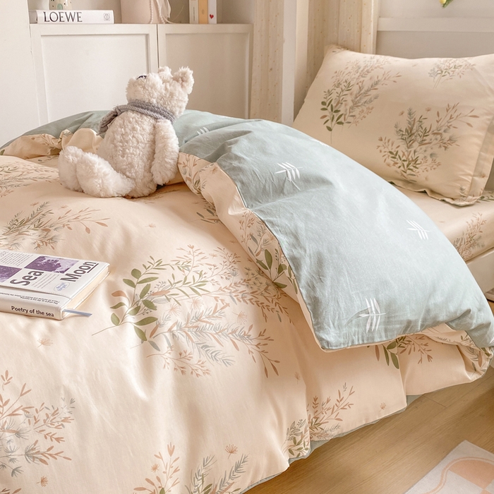 91家纺网 家纺一手货源 找家纺 朵安2025新款全棉印花学生三件套 柔情仙草