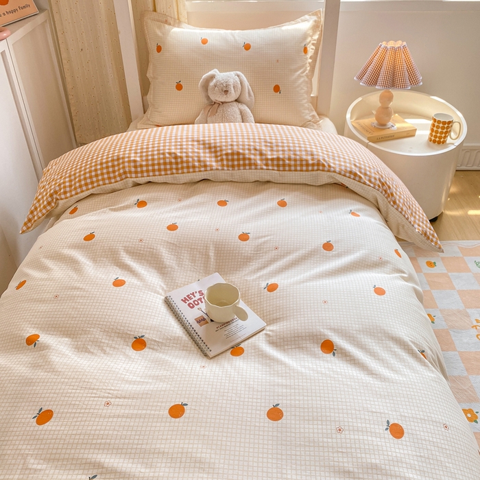 91家纺网 家纺一手货源 找家纺 朵安2025新款全棉印花学生三件套 甜橙