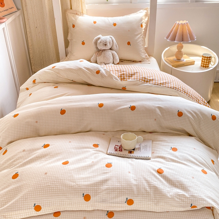 91家纺网 家纺一手货源 找家纺 朵安2025新款全棉印花学生三件套 甜橙