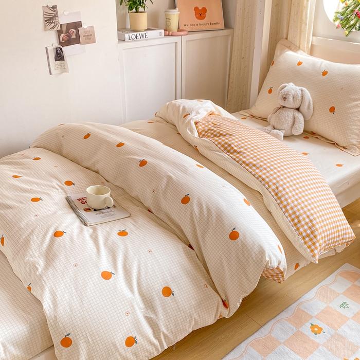 91家纺网 家纺一手货源 找家纺 朵安2025新款全棉印花学生三件套 甜橙