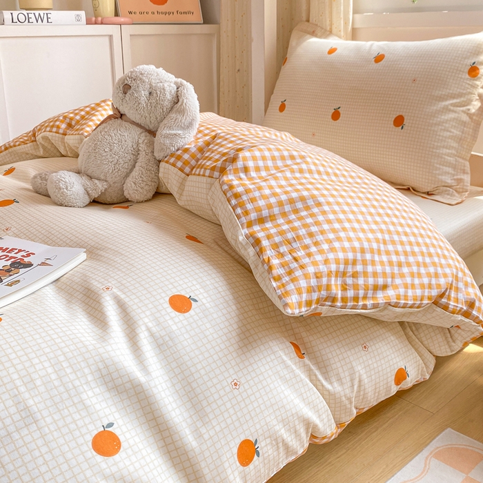 91家纺网 家纺一手货源 找家纺 朵安2025新款全棉印花学生三件套 甜橙