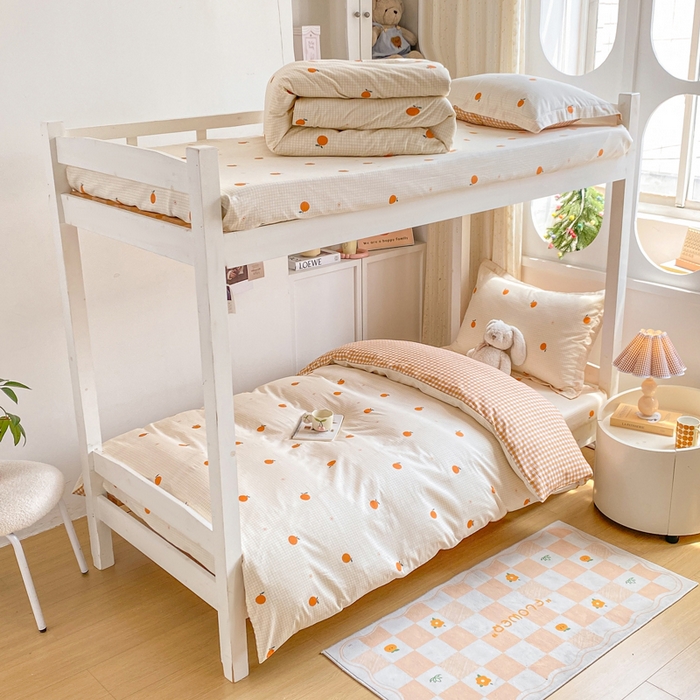 朵安2025新款全棉印花学生三件套 甜橙