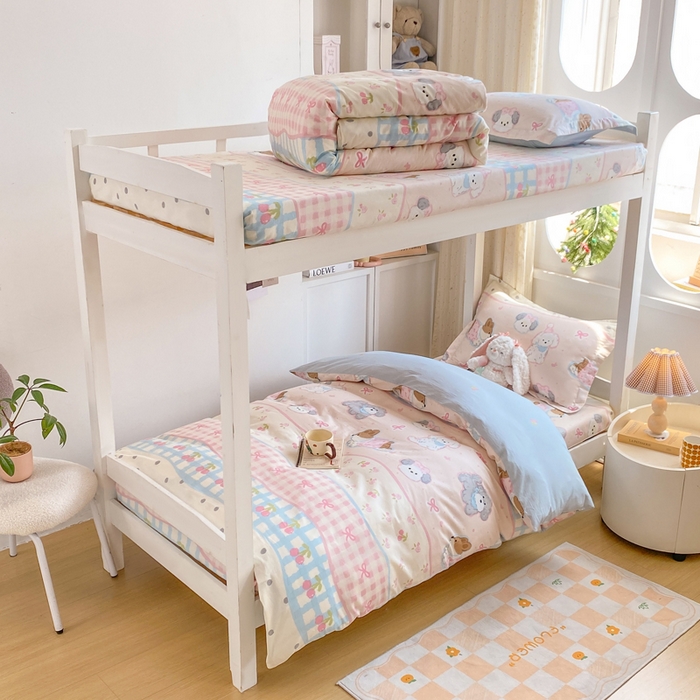 朵安2025新款全棉印花学生三件套 甜心樱桃狗