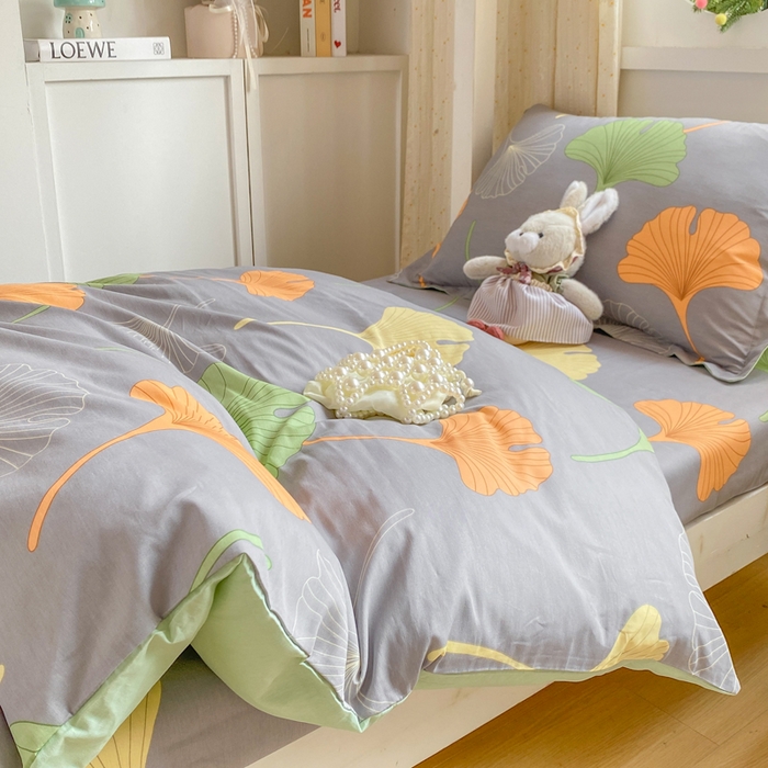 91家纺网 家纺一手货源 找家纺 朵安2025新款全棉印花学生三件套 杏语心愿