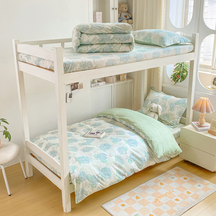 朵安2025新款全棉印花学生三件套 绣球花语