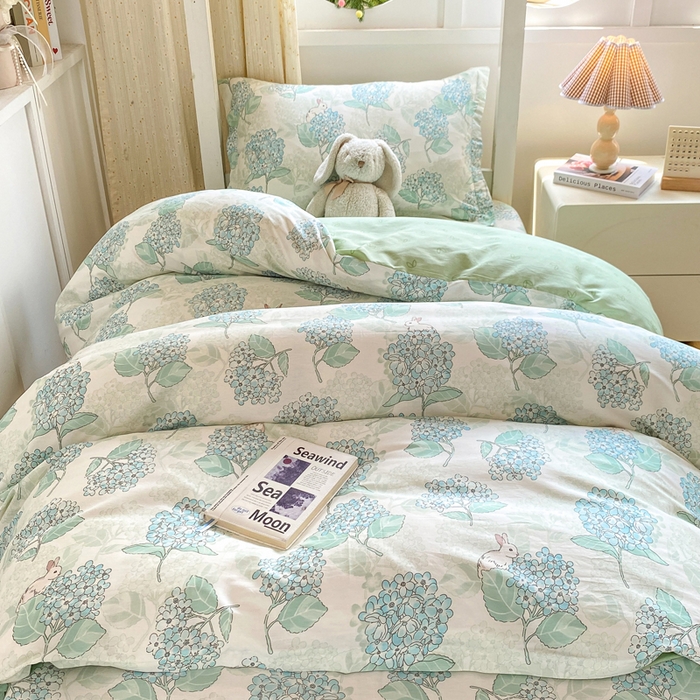 91家纺网 家纺一手货源 找家纺 朵安2025新款全棉印花学生三件套 绣球花语