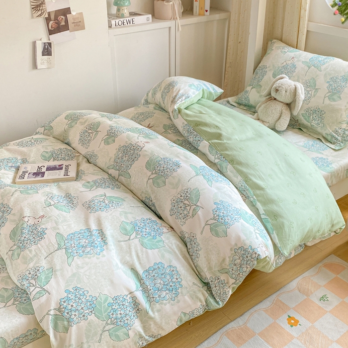 91家纺网 家纺一手货源 找家纺 朵安2025新款全棉印花学生三件套 绣球花语