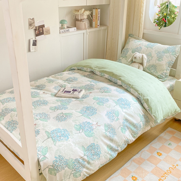 91家纺网 家纺一手货源 找家纺 朵安2025新款全棉印花学生三件套 绣球花语