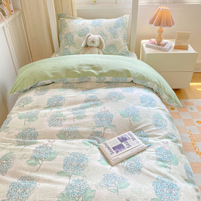 91家纺网 家纺一手货源 找家纺 朵安2025新款全棉印花学生三件套 绣球花语