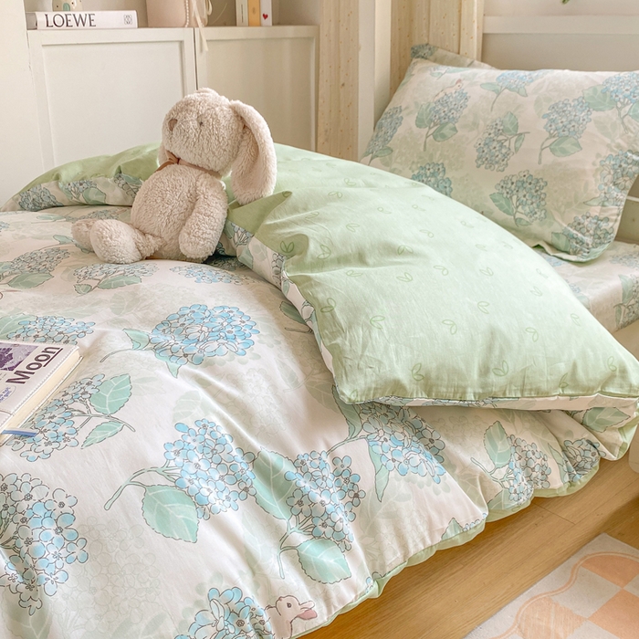 91家纺网 家纺一手货源 找家纺 朵安2025新款全棉印花学生三件套 绣球花语