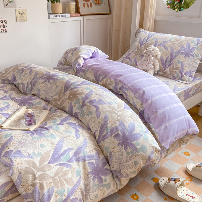 91家纺网 家纺一手货源 找家纺 朵安2025新款全棉印花学生三件套 紫叶倾城