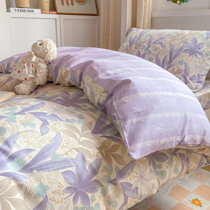 91家纺网 家纺一手货源 找家纺 朵安2025新款全棉印花学生三件套 紫叶倾城