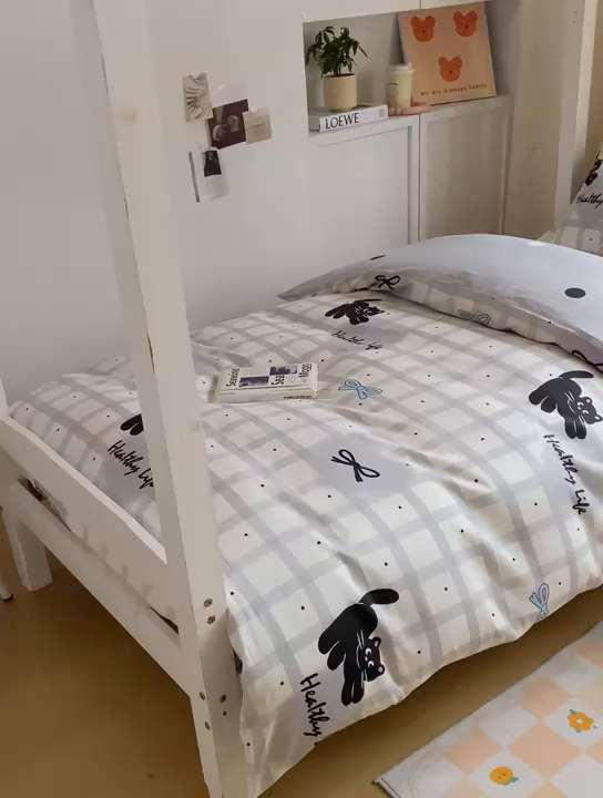 91家纺网 家纺一手货源 找家纺 朵安2025新款全棉印花学生三件套 大眼猫