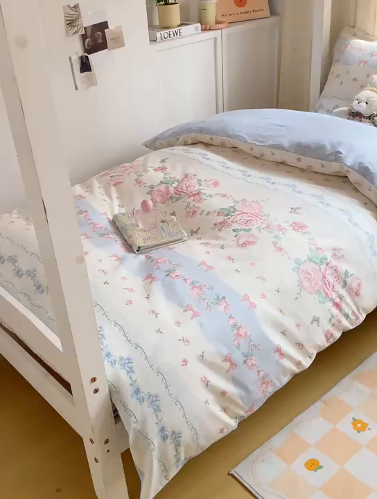 91家纺网 家纺一手货源 找家纺 朵安2025新款全棉印花学生三件套 解语花