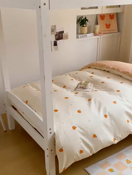 91家纺网 家纺一手货源 找家纺 朵安2025新款全棉印花学生三件套 甜橙