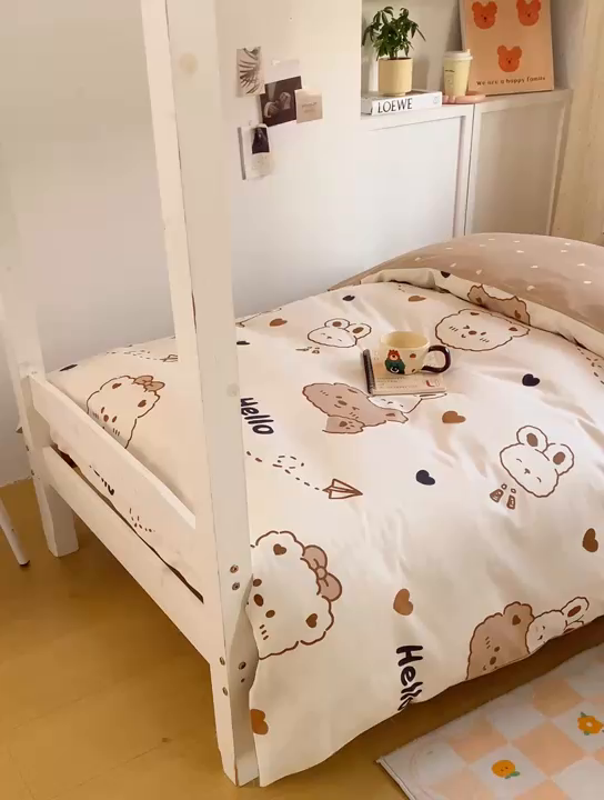 91家纺网 家纺一手货源 找家纺 朵安2025新款全棉印花学生三件套 童年趣宝