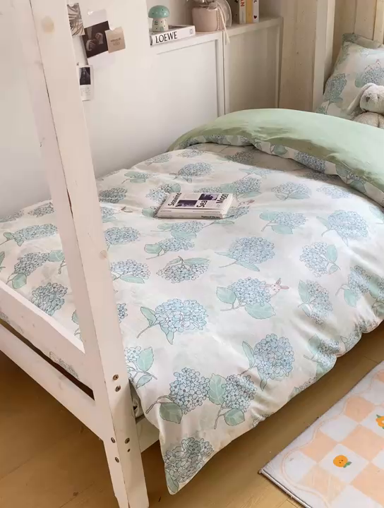 91家纺网 家纺一手货源 找家纺 朵安2025新款全棉印花学生三件套 绣球花语