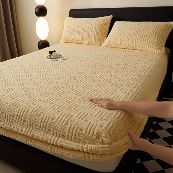 91家纺网 家纺一手货源 找家纺 （总）欧邦2025新款提花舒棉绒塔芙绒床笠跨境-场景一