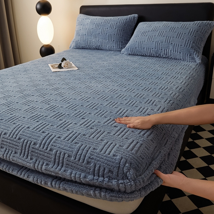 91家纺网 家纺一手货源 找家纺 （总）欧邦2025新款提花舒棉绒塔芙绒床笠跨境-场景一