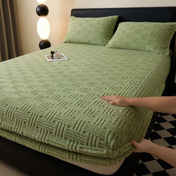 91家纺网 家纺一手货源 找家纺 （总）欧邦2025新款提花舒棉绒塔芙绒床笠跨境-场景一