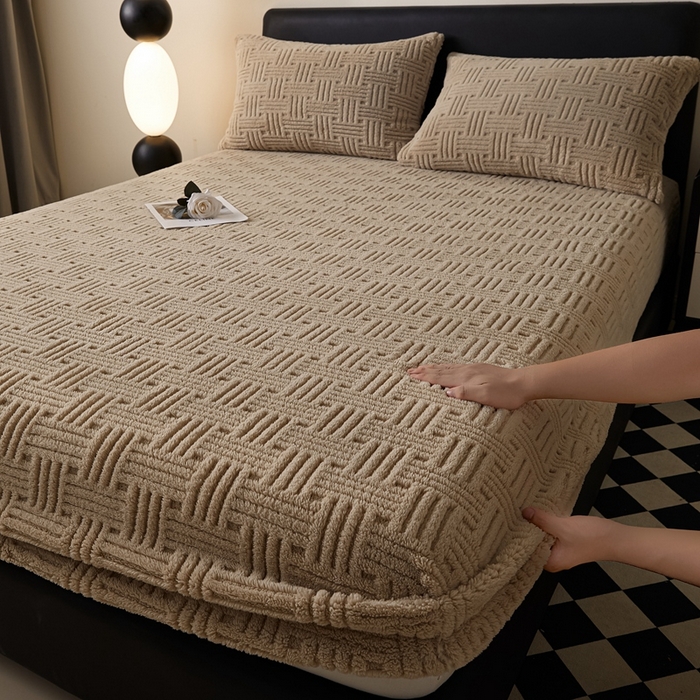 91家纺网 家纺一手货源 找家纺 （总）欧邦2025新款提花舒棉绒塔芙绒床笠跨境-场景一