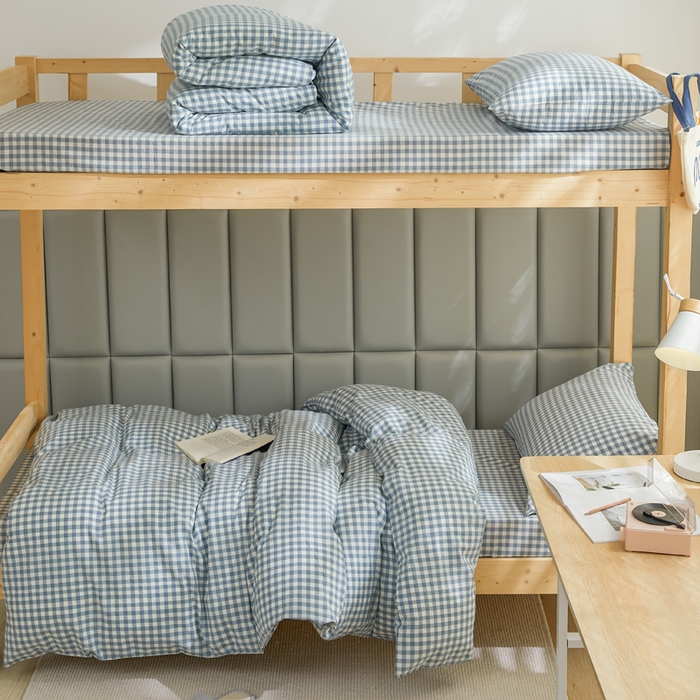 91家纺网 家纺一手货源 找家纺 （总）柠萌家居 2025年最新款学生宿舍全棉无印风A类良品宿舍上下铺三件套