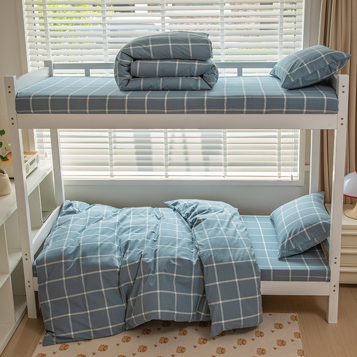 91家纺网 家纺一手货源 找家纺 （总）柠萌家居 2025年最新款学生宿舍全棉无印风A类良品宿舍上下铺三件套