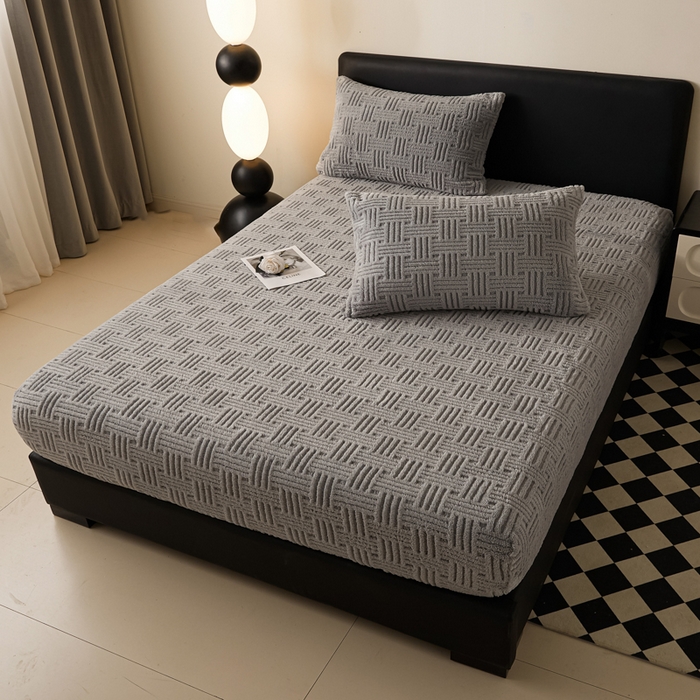 91家纺网 家纺一手货源 找家纺 （总）欧邦2025新款提花舒棉绒塔芙绒床笠跨境-场景一