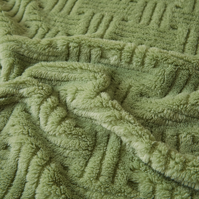 91家纺网 家纺一手货源 找家纺 欧邦2025新款提花舒棉绒塔芙绒床笠跨境-场景一 青木绿