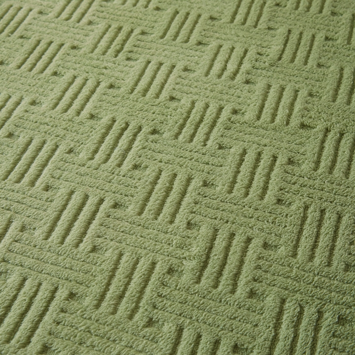 91家纺网 家纺一手货源 找家纺 欧邦2025新款提花舒棉绒塔芙绒床笠跨境-场景一 青木绿