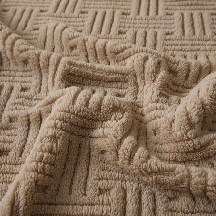 91家纺网 家纺一手货源 找家纺 欧邦2025新款提花舒棉绒塔芙绒床笠跨境-场景一 深卡其