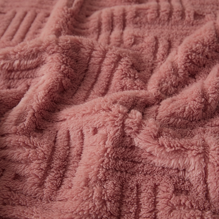 91家纺网 家纺一手货源 找家纺 欧邦2025新款提花舒棉绒塔芙绒床笠跨境-场景一 桃粉色