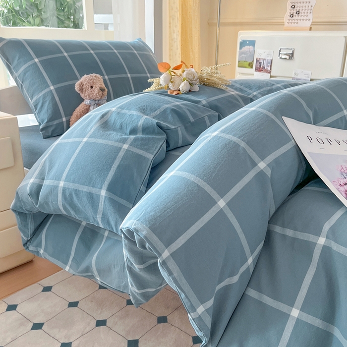 91家纺网 家纺一手货源 找家纺 （总）柠萌家居 2025年最新款学生宿舍全棉无印风A类良品宿舍上下铺三件套