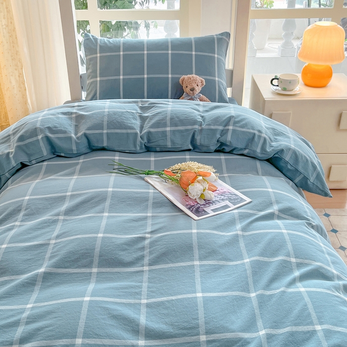 91家纺网 家纺一手货源 找家纺 （总）柠萌家居 2025年最新款学生宿舍全棉无印风A类良品宿舍上下铺三件套