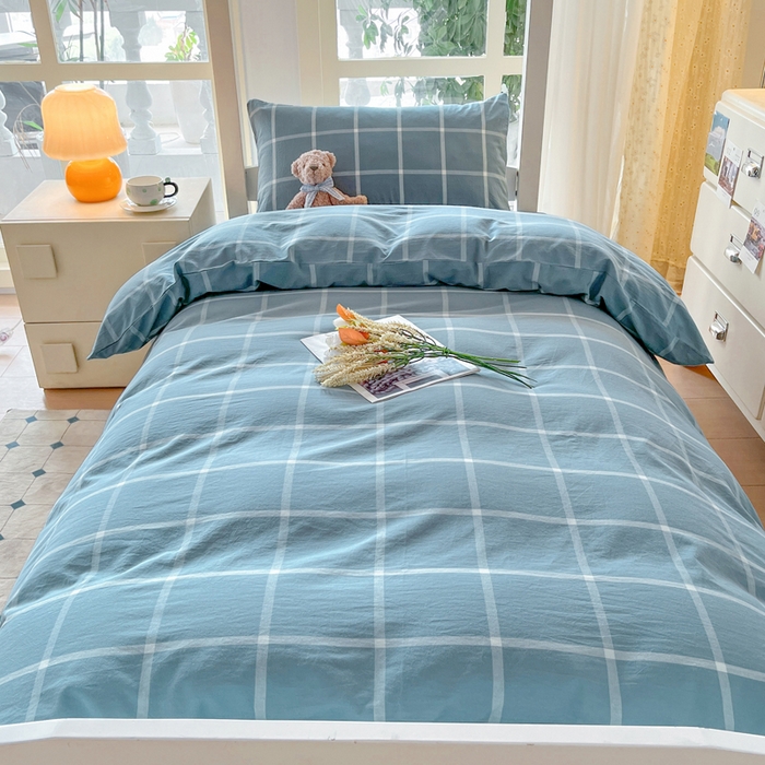 91家纺网 家纺一手货源 找家纺 （总）柠萌家居 2025年最新款学生宿舍全棉无印风A类良品宿舍上下铺三件套