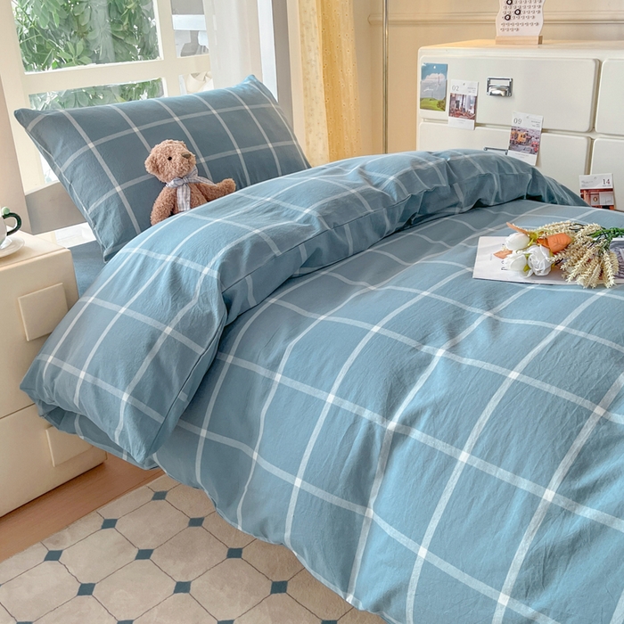 91家纺网 家纺一手货源 找家纺 （总）柠萌家居 2025年最新款学生宿舍全棉无印风A类良品宿舍上下铺三件套