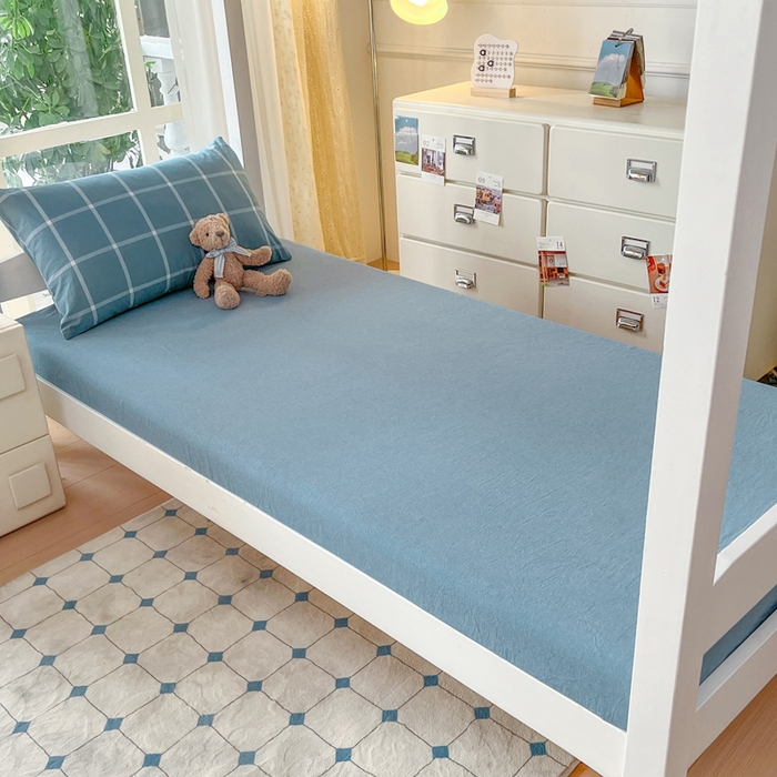 91家纺网 家纺一手货源 找家纺 （总）柠萌家居 2025年最新款学生宿舍全棉无印风A类良品宿舍上下铺三件套