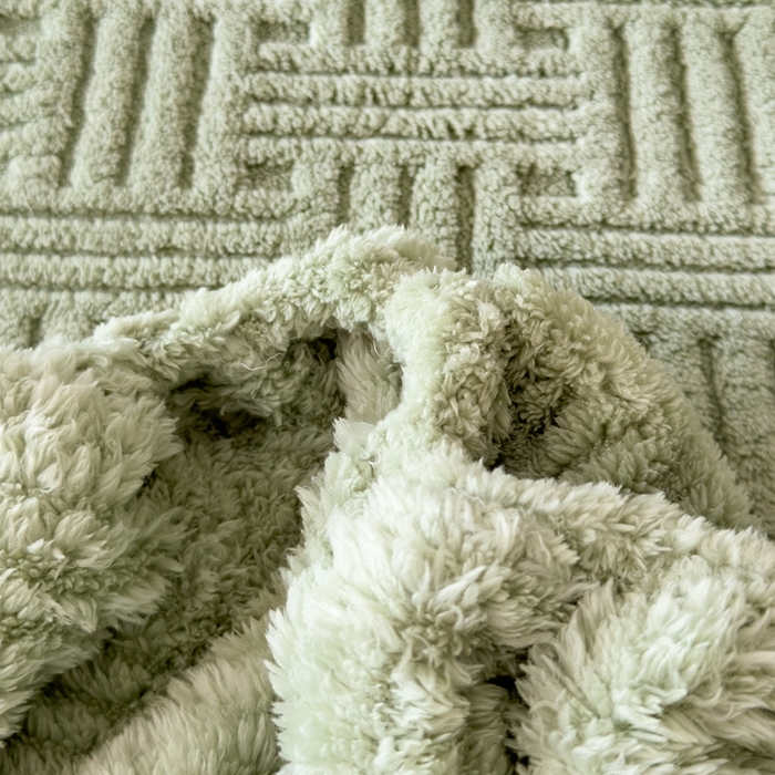 91家纺网 家纺一手货源 找家纺 欧邦2025新款提花舒棉绒塔芙绒床笠跨境-场景二 床笠款-青木绿