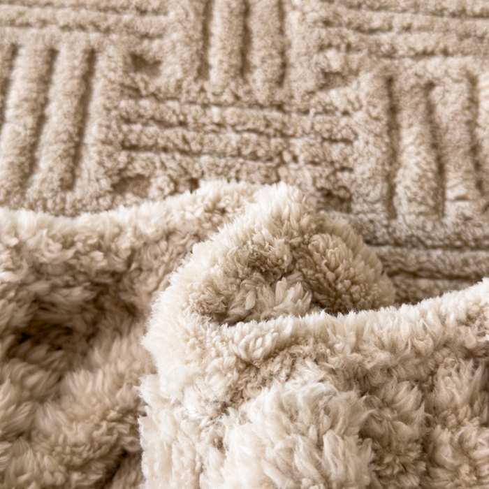 91家纺网 家纺一手货源 找家纺 欧邦2025新款提花舒棉绒塔芙绒床笠跨境-场景二 床笠款-深卡其