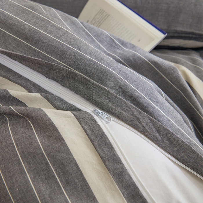 91家纺网 家纺一手货源 找家纺 柠萌家居 2025年最新款学生宿舍全棉无印风A类良品宿舍上下铺三件套 光阴灰