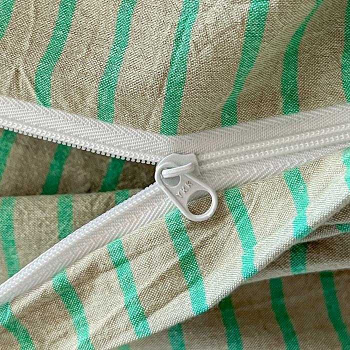 91家纺网 家纺一手货源 找家纺 柠萌家居 2025年最新款学生宿舍全棉无印风A类良品宿舍上下铺三件套 绿紫条