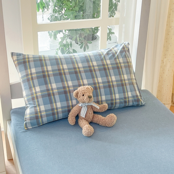 91家纺网 家纺一手货源 找家纺 柠萌家居 2025年最新款学生宿舍全棉无印风A类良品宿舍上下铺三件套 莫卡蓝