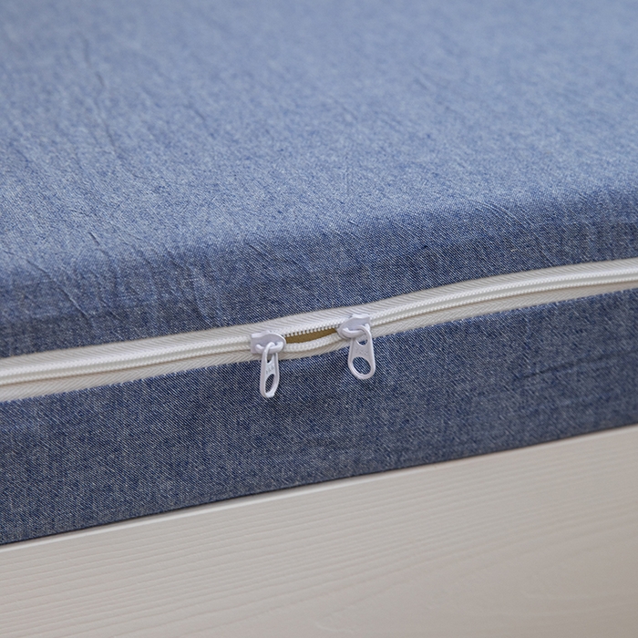 91家纺网 家纺一手货源 找家纺 柠萌家居 2025年最新款学生宿舍全棉无印风A类良品宿舍上下铺三件套 牛仔蓝