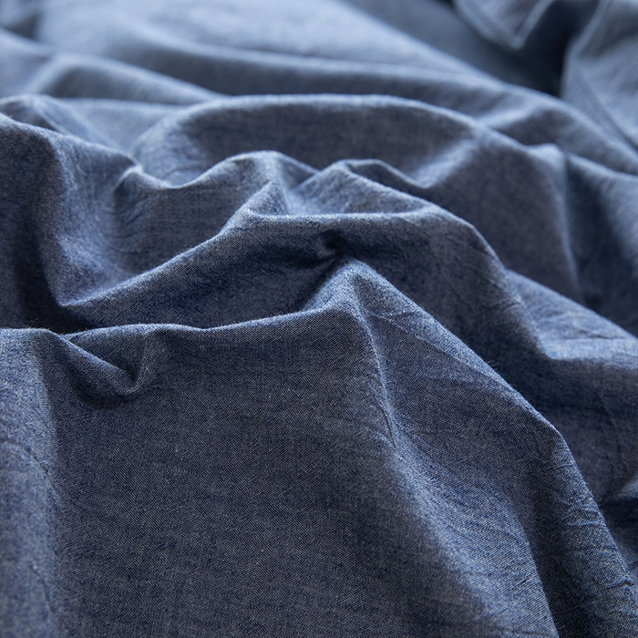 91家纺网 家纺一手货源 找家纺 柠萌家居 2025年最新款学生宿舍全棉无印风A类良品宿舍上下铺三件套 牛仔蓝