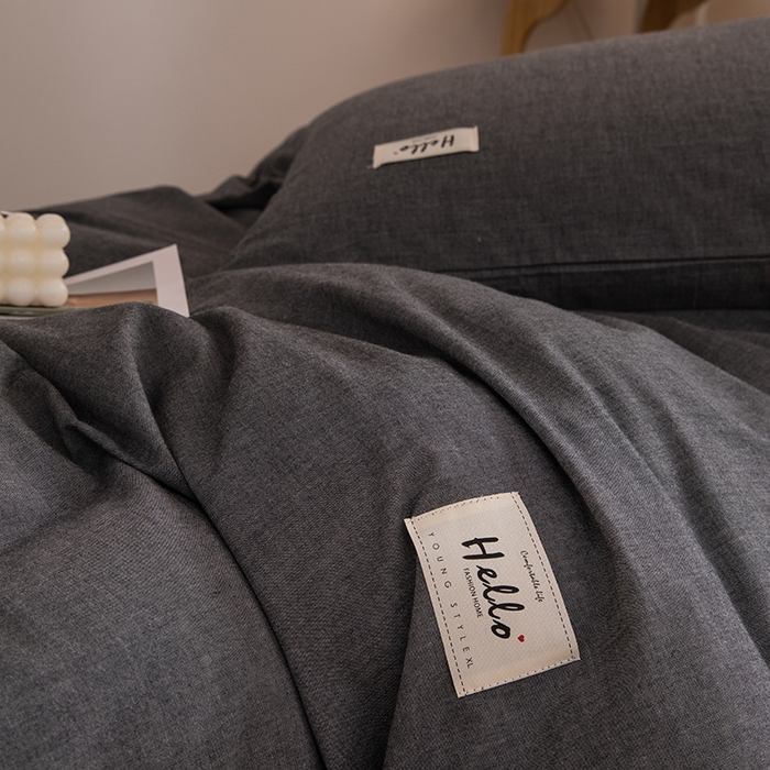 91家纺网 家纺一手货源 找家纺 柠萌家居 2025年最新款学生宿舍全棉无印风A类良品宿舍上下铺三件套 深灰