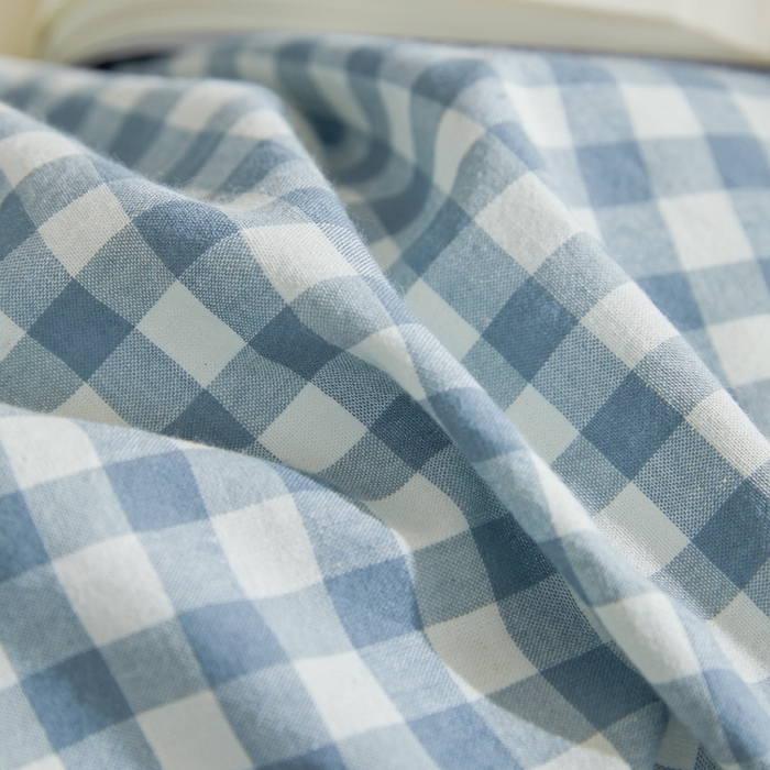 91家纺网 家纺一手货源 找家纺 柠萌家居 2025年最新款学生宿舍全棉无印风A类良品宿舍上下铺三件套 小兰格