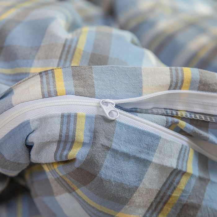 91家纺网 家纺一手货源 找家纺 柠萌家居 2025年最新款学生宿舍全棉无印风A类良品宿舍上下铺三件套 遇见兰格